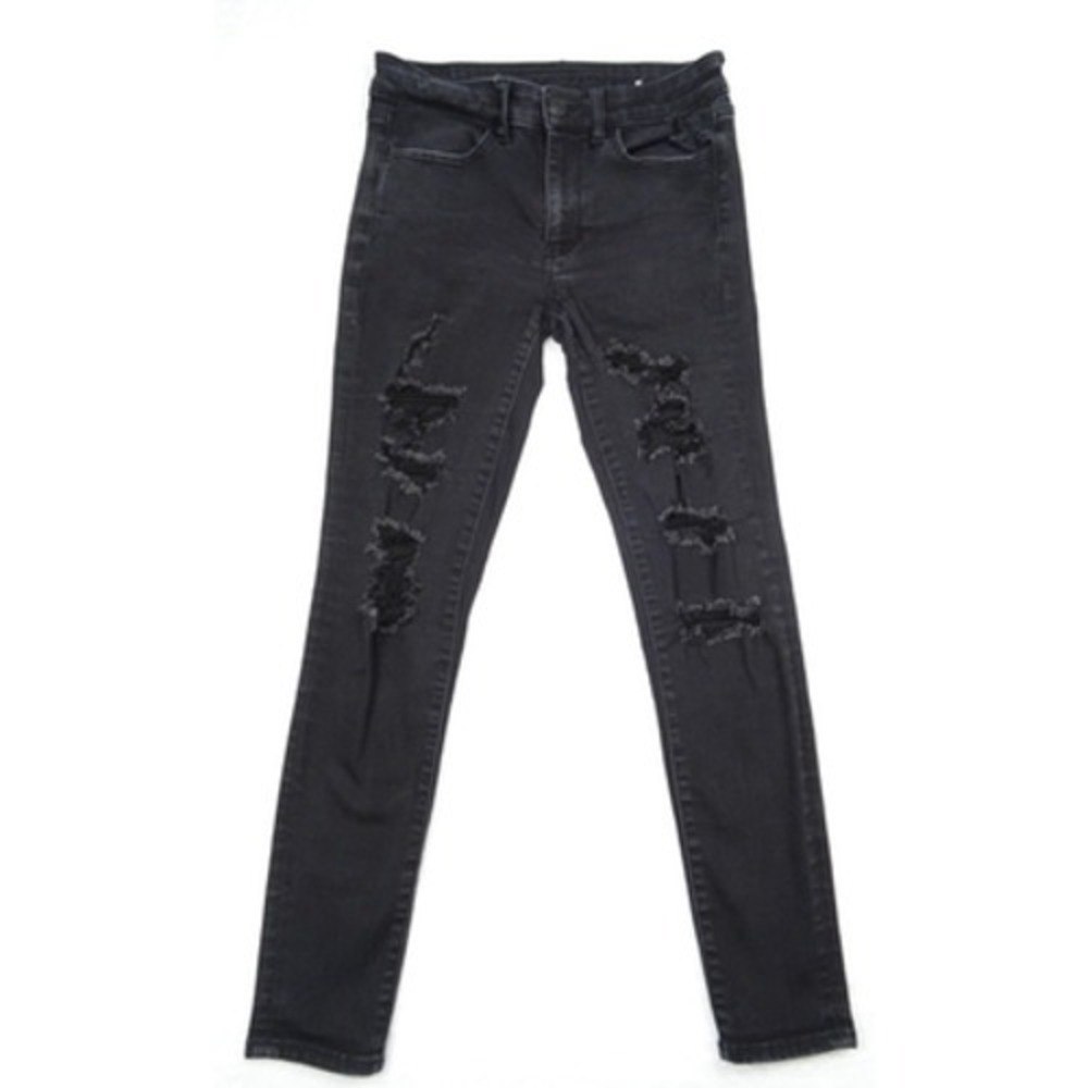 American Eagle Jeans Womens Size 8 Black High Rise Jegging Stretch Distressed - Picture 1 of 16